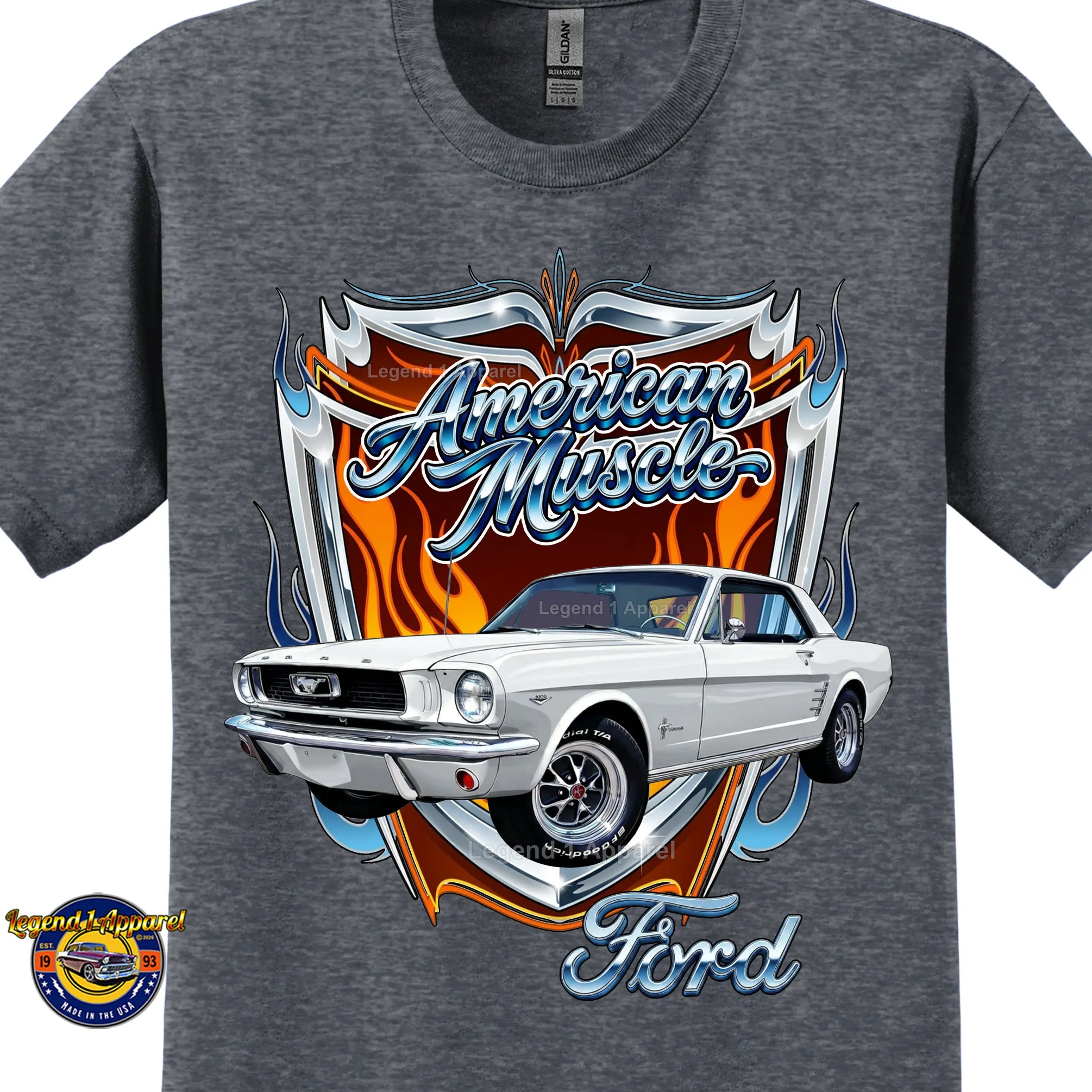 1966 Ford Mustang Hardtop Car Graphic Tee – American Muscle T-Shirt