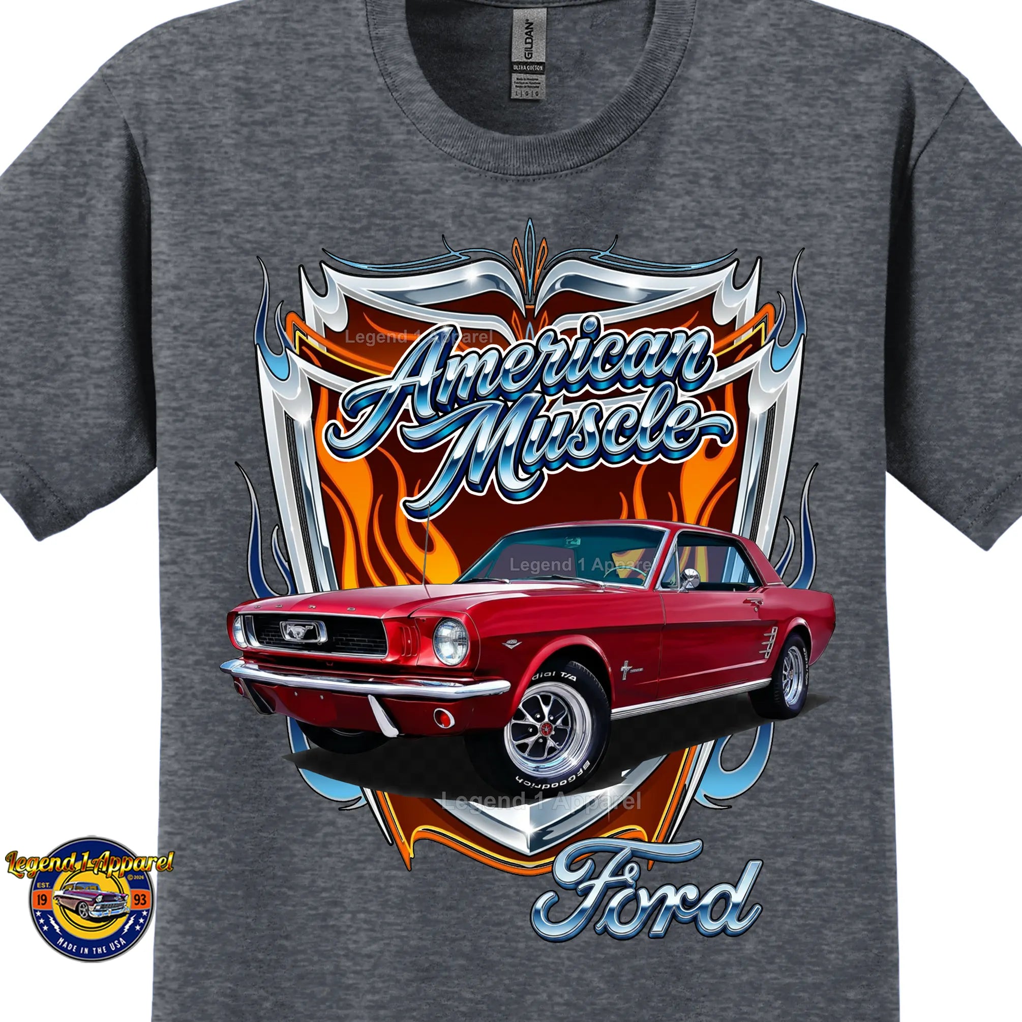 American Muscle T-Shirt – 1966 Ford Mustang Hardtop Car Graphic Tee