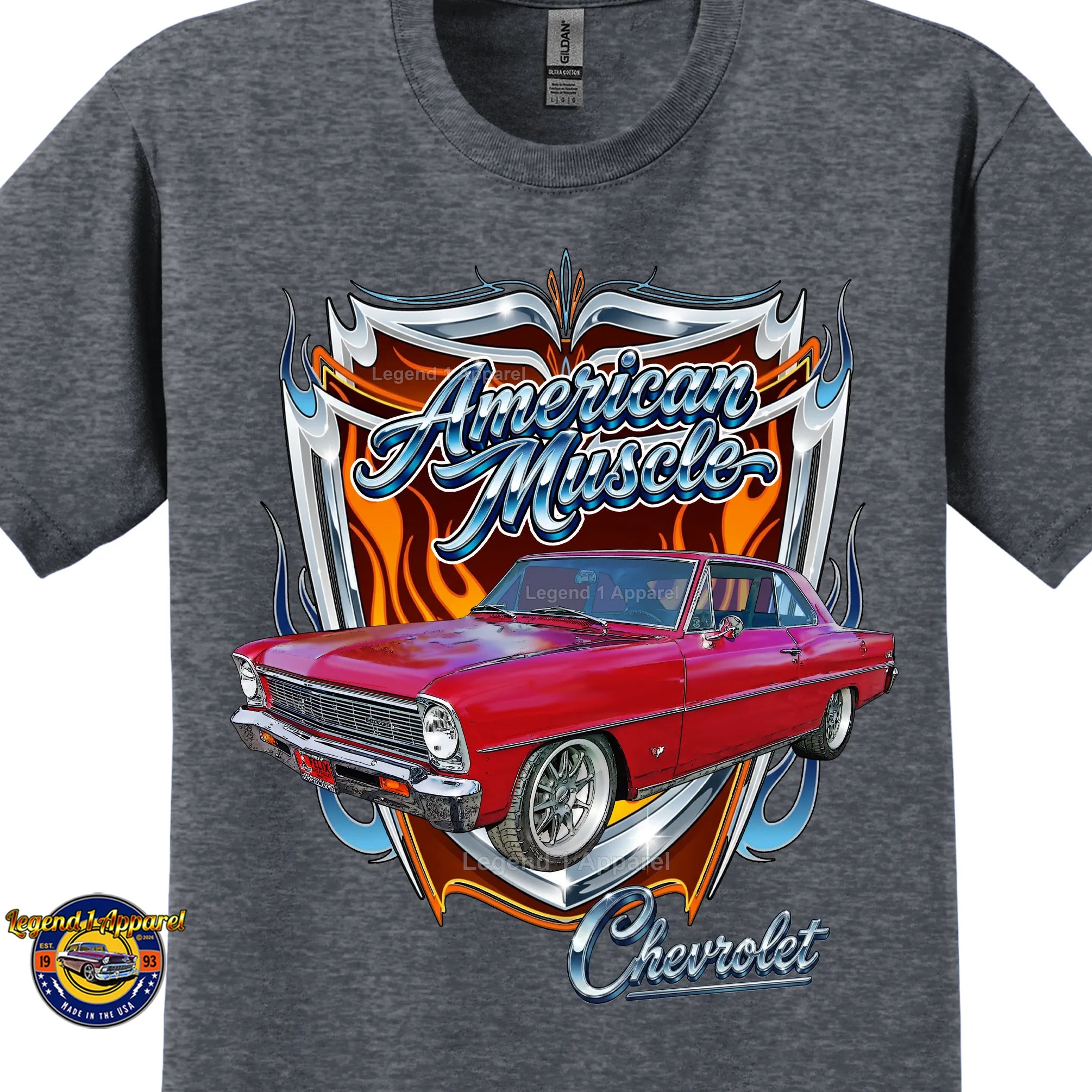 1966 Chevrolet Nova SS American Muscle T-Shirt – 66 Chevy Classic Car Graphic Tee