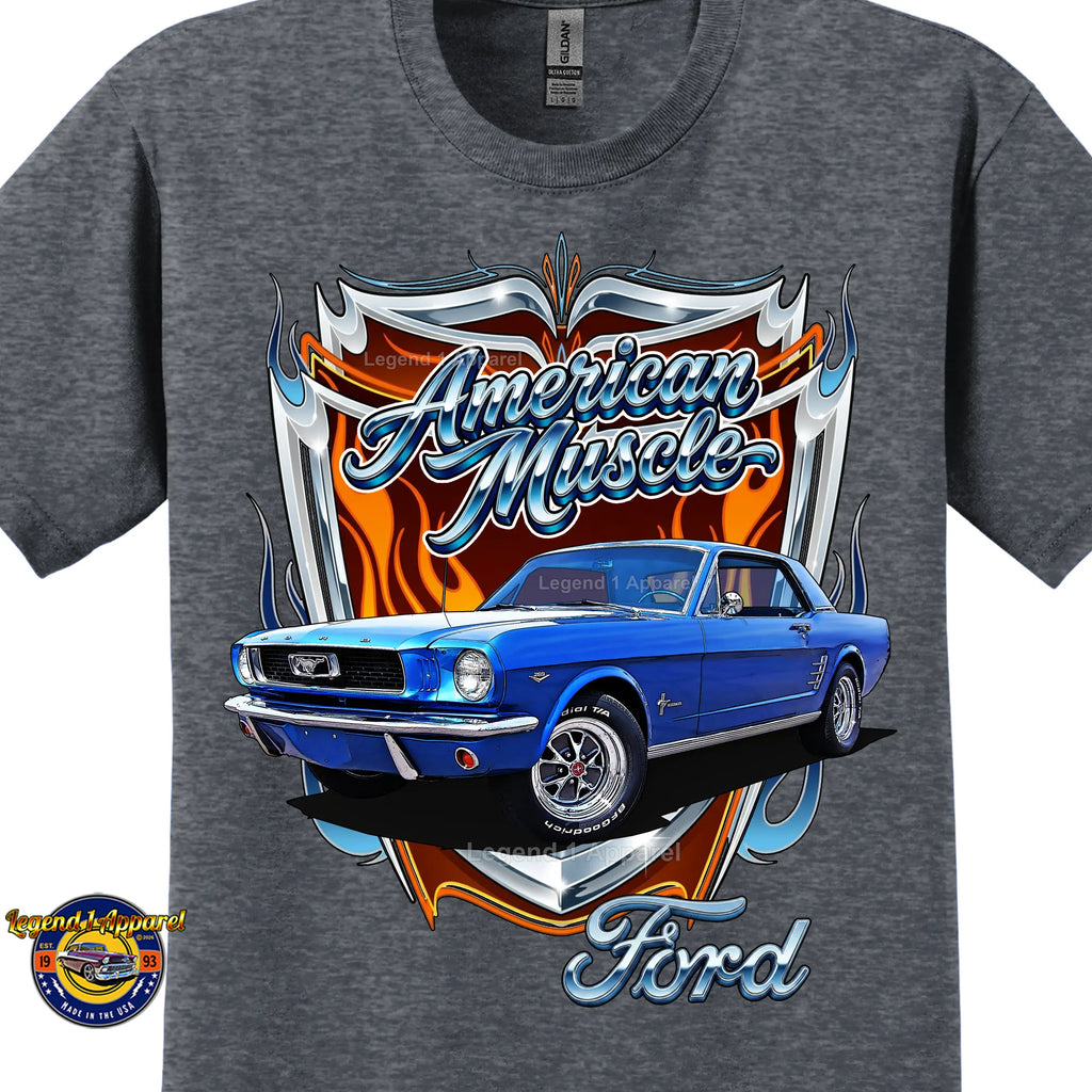 1966 Ford Mustang Hardtop Car Graphic Tee – American Muscle T-Shirt