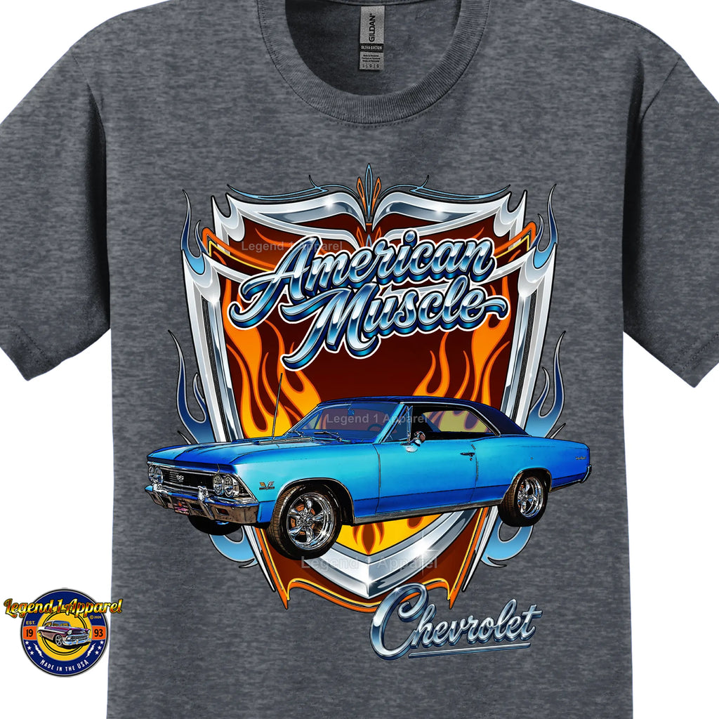 1966 Chevrolet Chevelle SS American Muscle T-Shirt – 66 Chevy Classic Car Graphic Tee