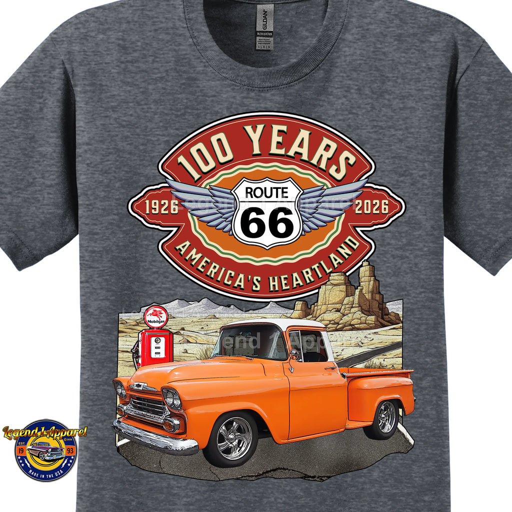 1958 Chevrolet Pick up Classic Truck Graphic Tee – Route 66 100 Years T-Shirt