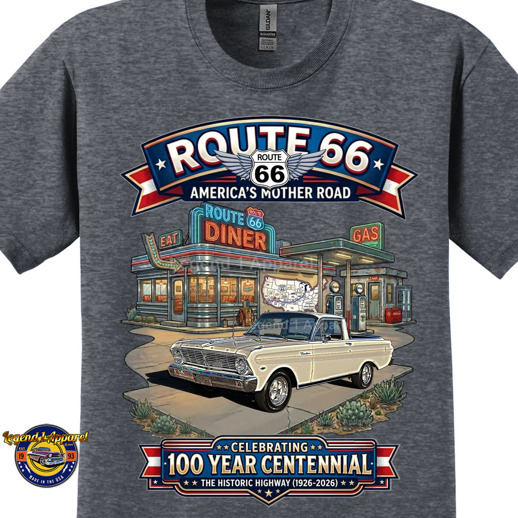 1965 Ford Ranchero Classic Car Graphic Tee – Route 66 Centennial T-Shirt