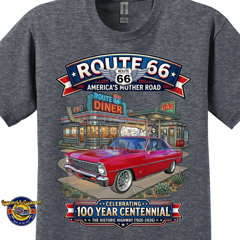 1966 Chevrolet Nova SS Classic Car Graphic Tee – Route 66 Centennial T-Shirt