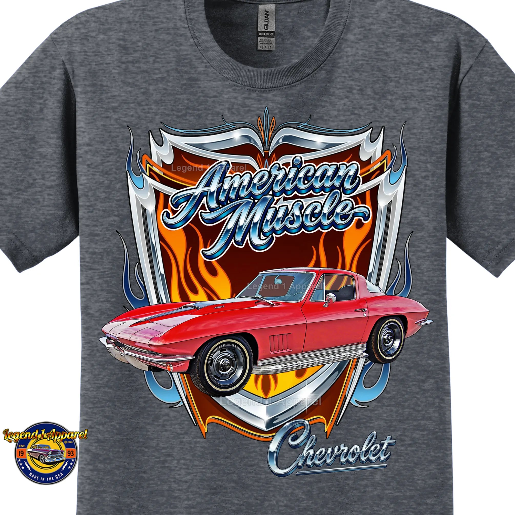 1967 Chevrolet Corvette C2 American Muscle T-Shirt – 67 Chevy Classic Car Graphic Tee