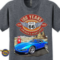 1992 Chevrolet Corvette C4 Classic Car Graphic Tee – Route 66 100 Years T-Shirt