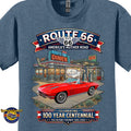 1963 Chevrolet Corvette C2 Classic Car Graphic Tee – Route 66 Centennial T-Shirt