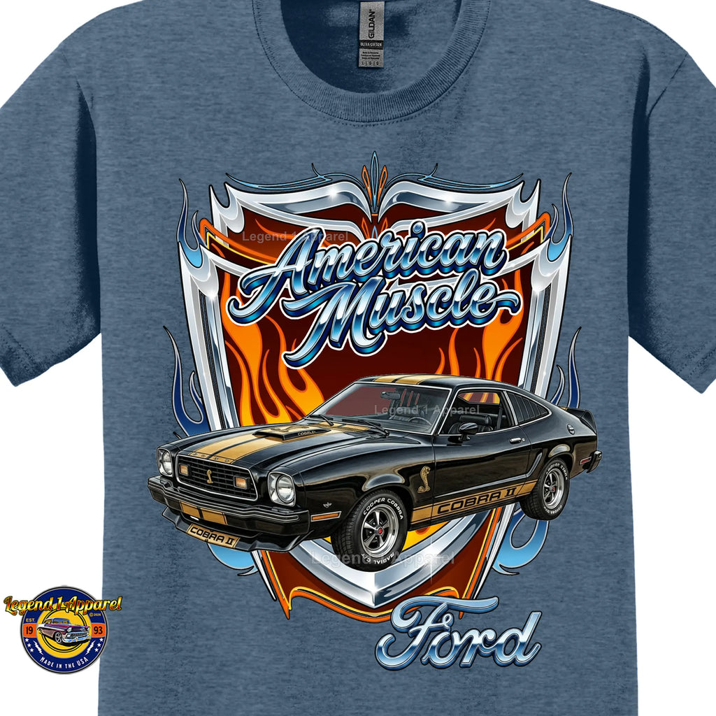 1977 Ford Mustang Cobra 2 Classic Car Graphic Tee – American Muscle T-Shirt
