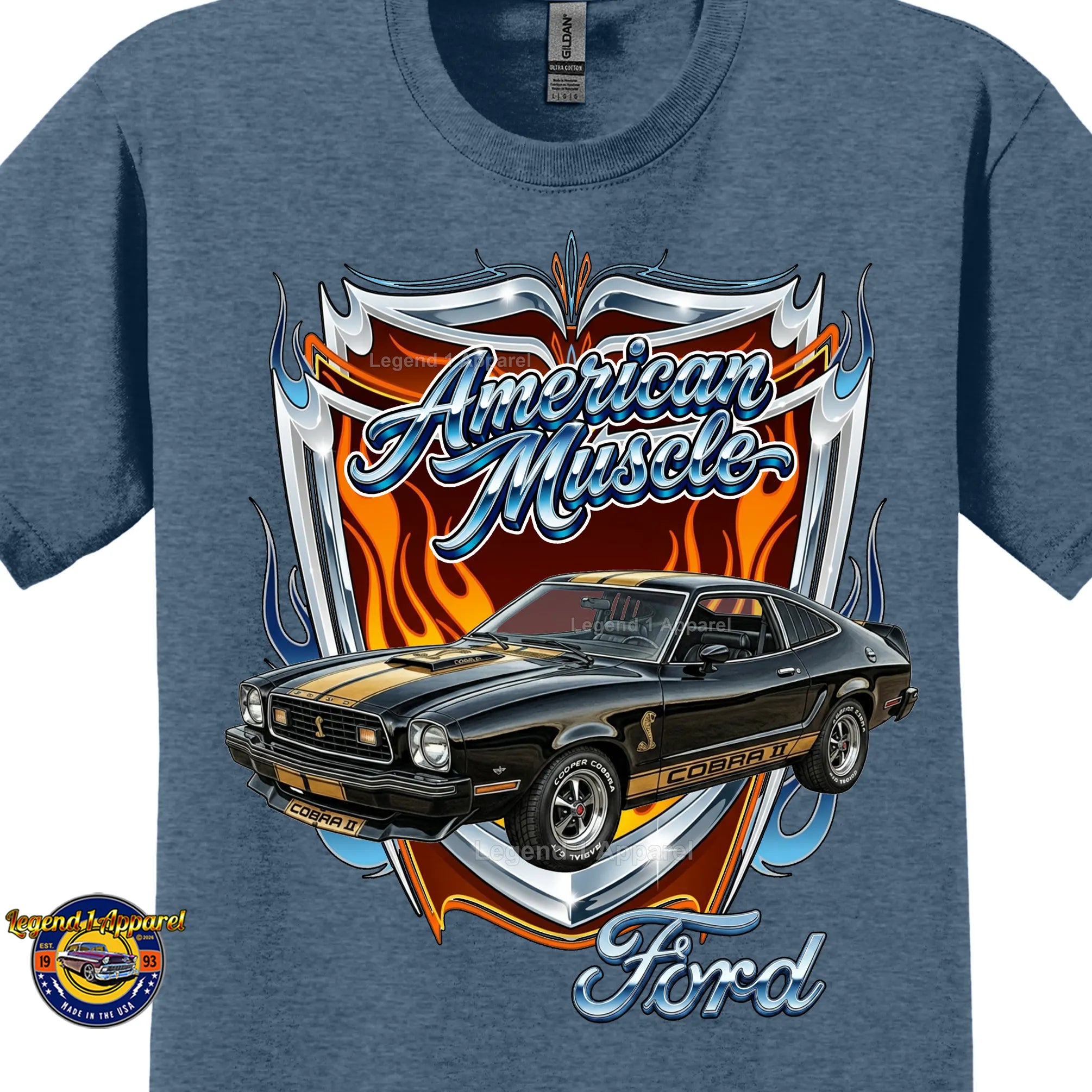 1977 Ford Mustang Cobra 2 Classic Car Graphic Tee – American Muscle T-Shirt