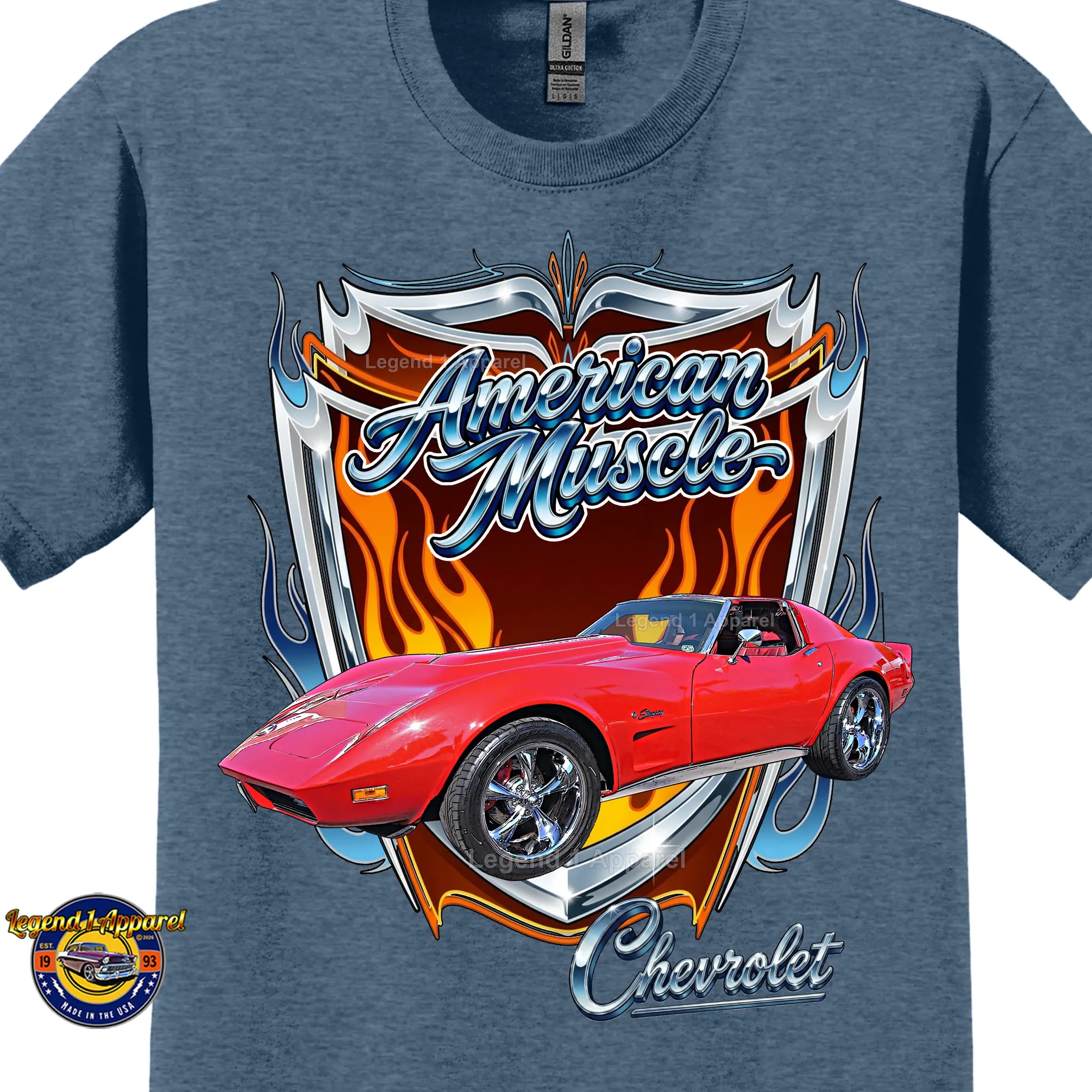 1974 Chevrolet Corvette C3 American Muscle T-Shirt – 74 Chevy Classic Car Graphic Tee
