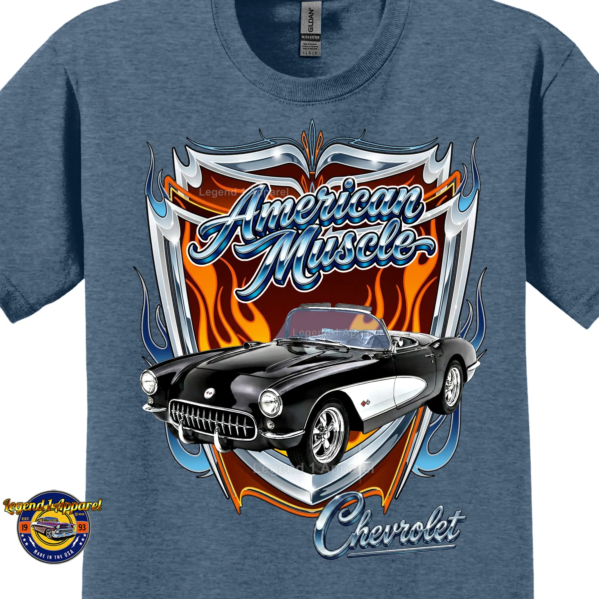 1957 Chevrolet Corvette C1 American Muscle T-Shirt – 57 Chevy Classic Car Graphic Tee