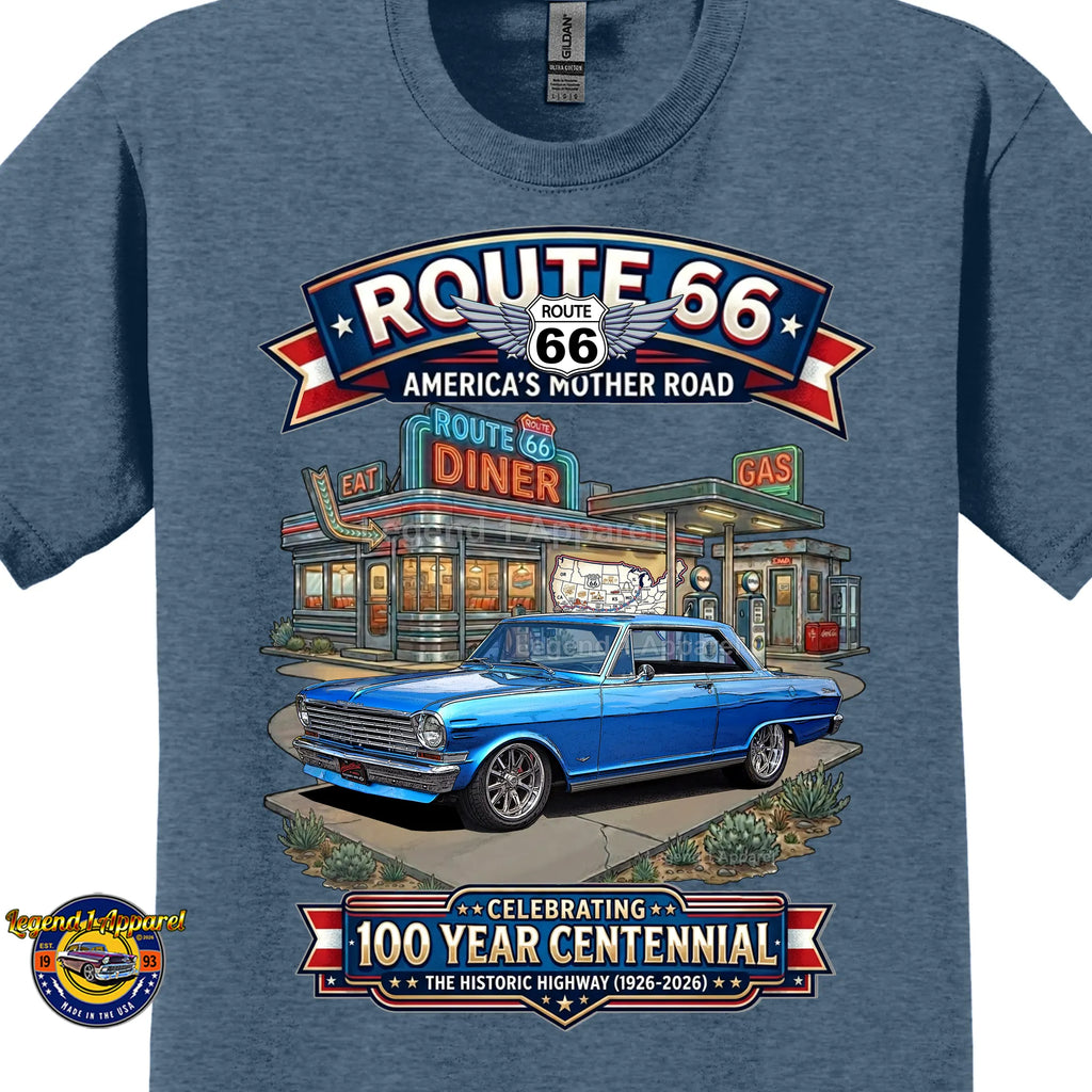 1963 Chevrolet Nova SS Classic Car Graphic Tee – Route 66 Centennial T-Shirt