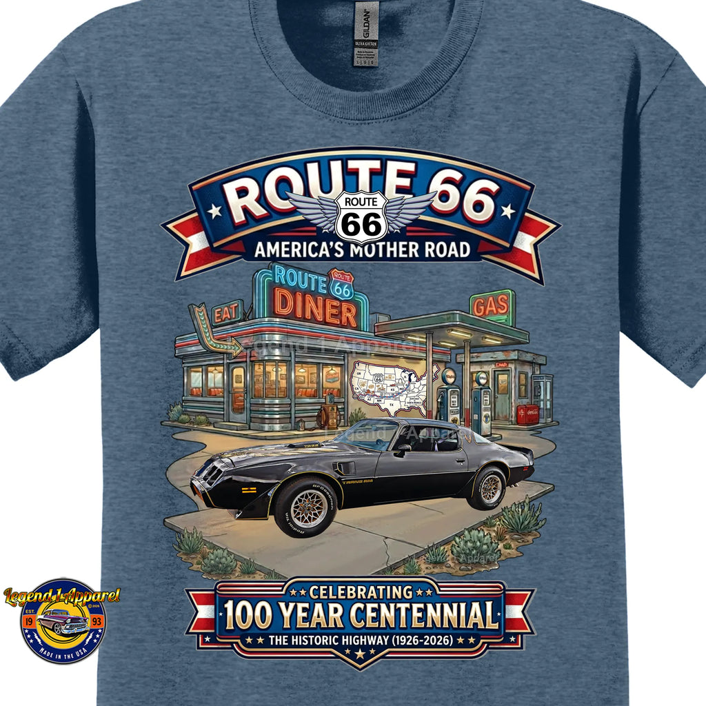 1979 Pontiac Trans Am Classic Car Graphic Tee – Route 66 Centennial T-Shirt