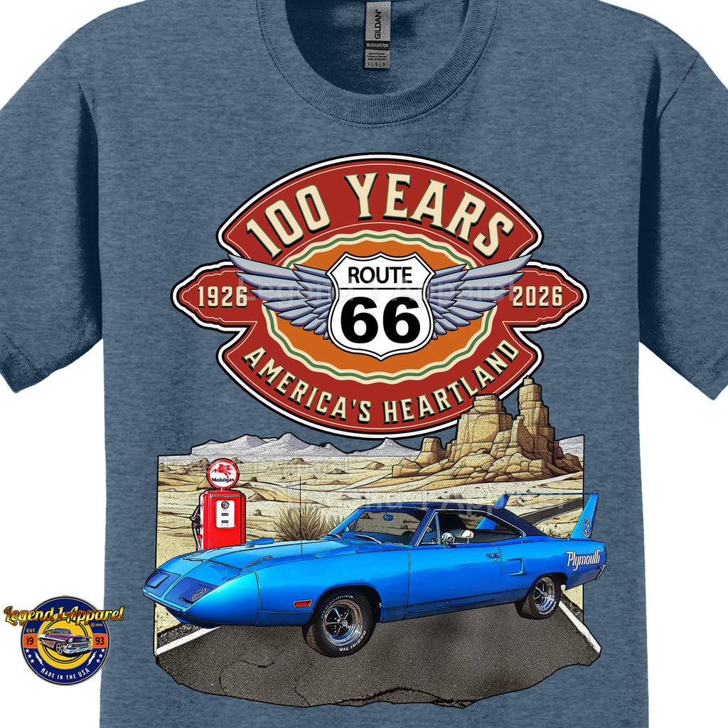 1970 Plymouth RoadRunner Superbird Classic Car Graphic Tee – Route 66 100 Years T-Shirt (Copy)