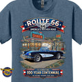 1960 Chevrolet Corvette C1 Classic Car Graphic Tee – Route 66 Centennial T-Shirt