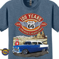 1955 Chevrolet Bel Air Coupe Classic Car Graphic Tee – Route 66 100 Years T-Shirt
