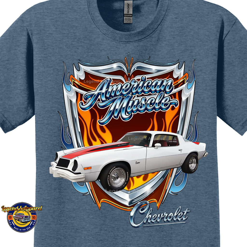 1976 Chevrolet Camaro American Muscle T-Shirt – 76 Chevy Classic Car Graphic Tee