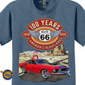 1969 Ford Mustang Fastback Classic Car Graphic Tee – Route 66 100 Years T-Shirt