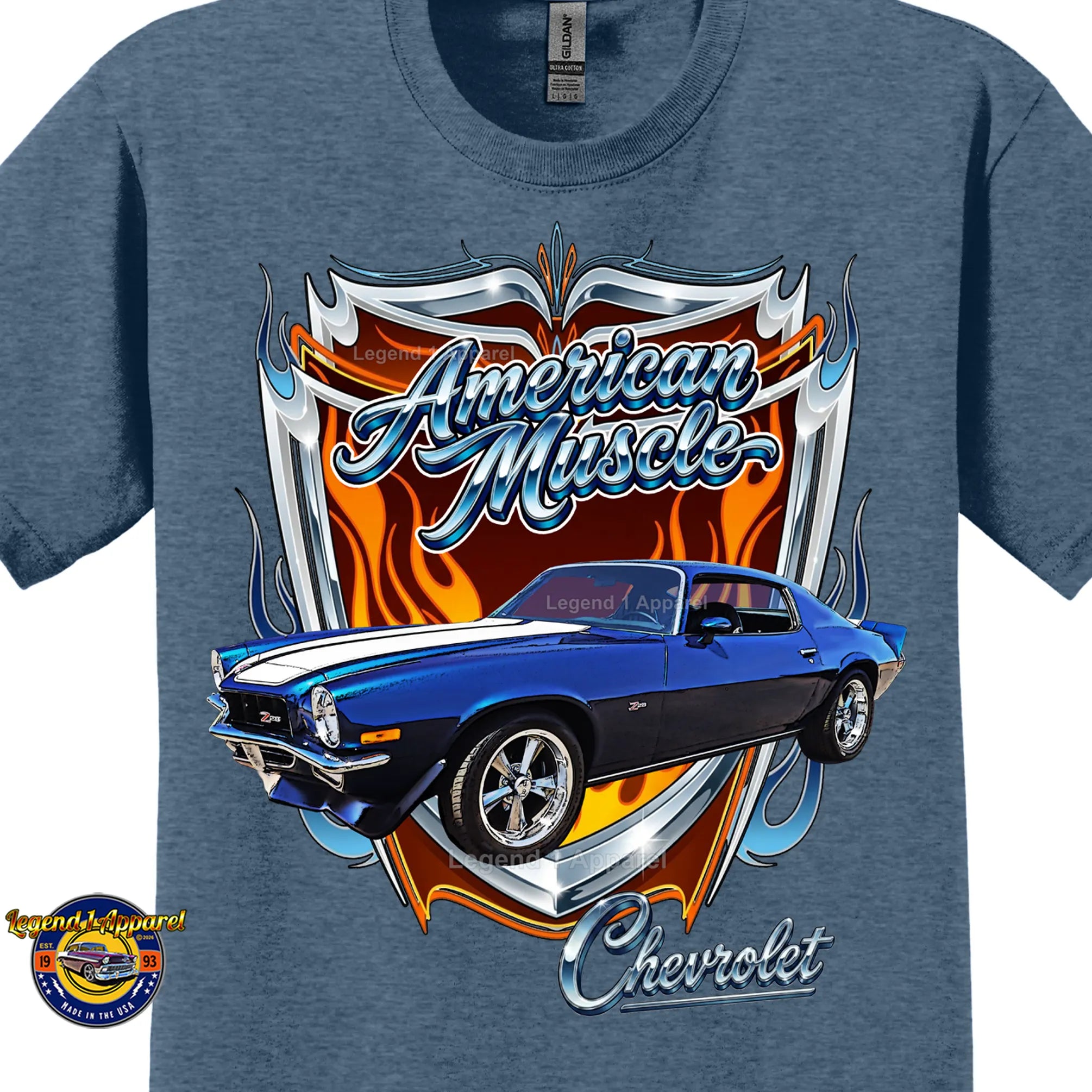 1973 Chevrolet Camaro American Muscle T-Shirt – 73 Chevy Classic Car Graphic Tee