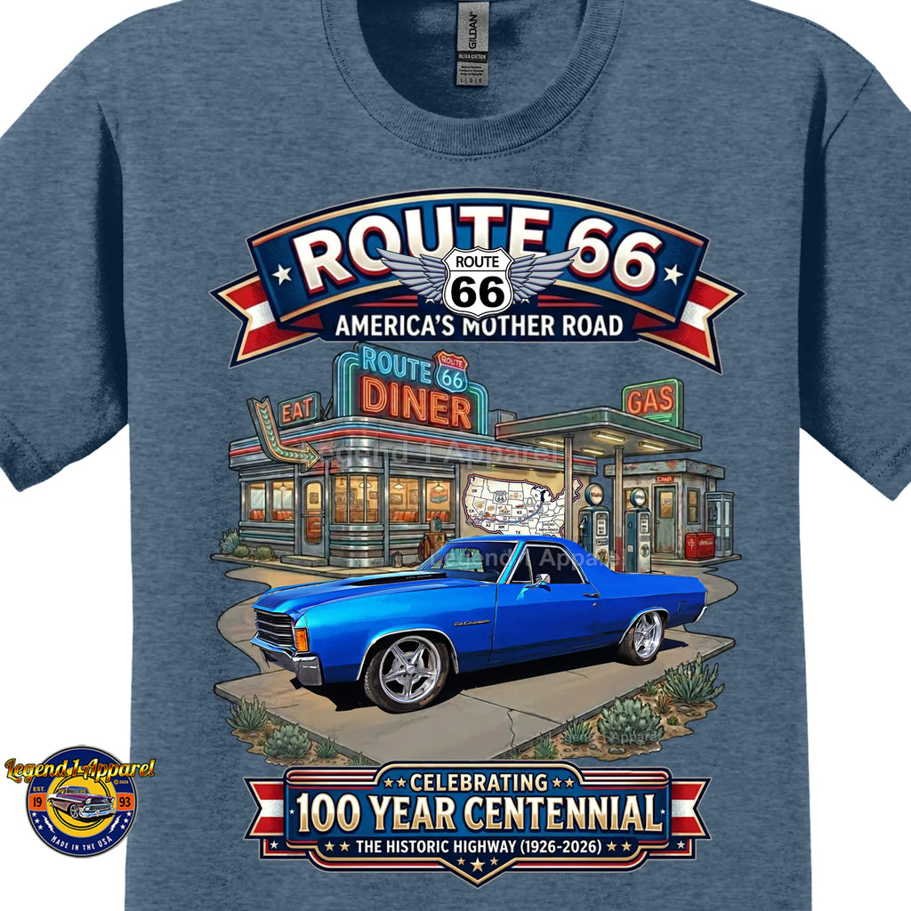1972 Chevrolet El Camino SS Classic Truck Graphic Tee – Route 66 Centennial T-Shirt