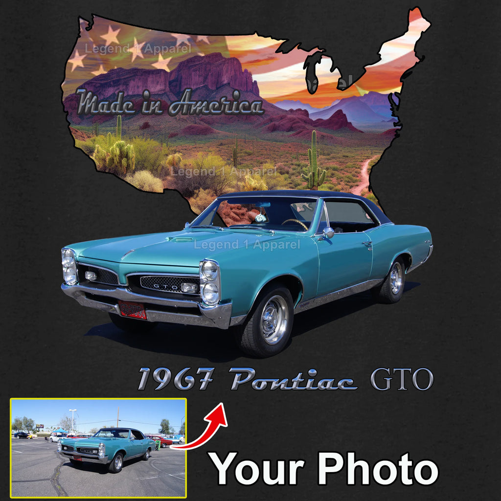 Your Classic Car or Hot Rod custom made T-shirt. Send us a picture of your car. Made in America USA Outline