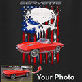 Your Classic Car or Hot Rod custom made T-shirt. Send us a picture of your car. Corvette USA Flag