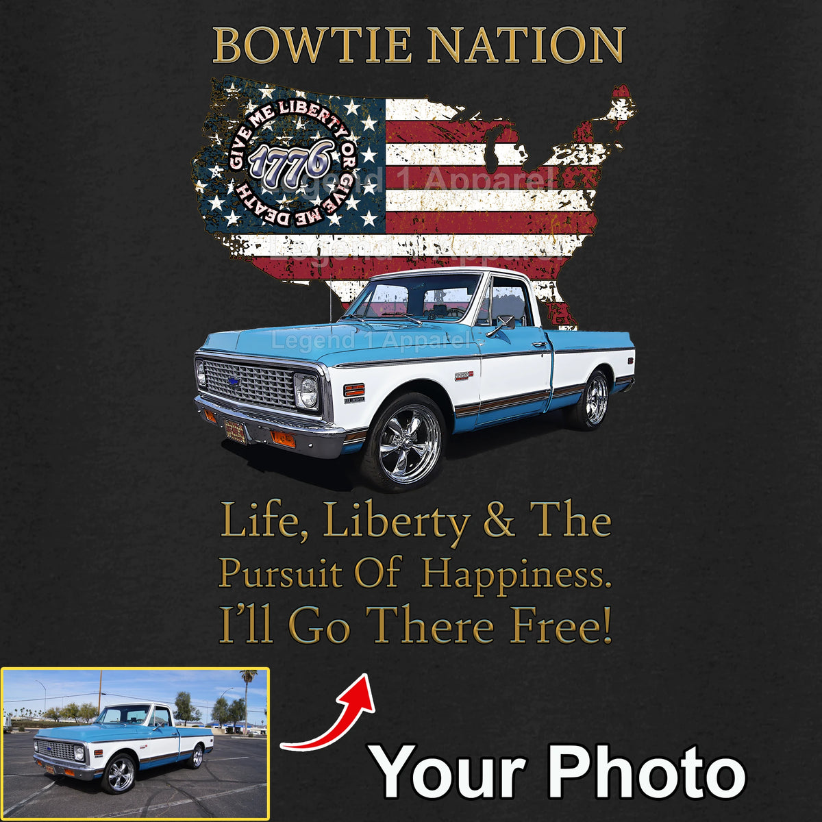 Your Classic Car or Hot Rod custom made T-shirt. Send us a picture of your car. Bowtie Nation