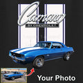 Your Classic Car or Hot Rod custom made T-shirt. Send us a picture of your car. Camaro by Chevrolet