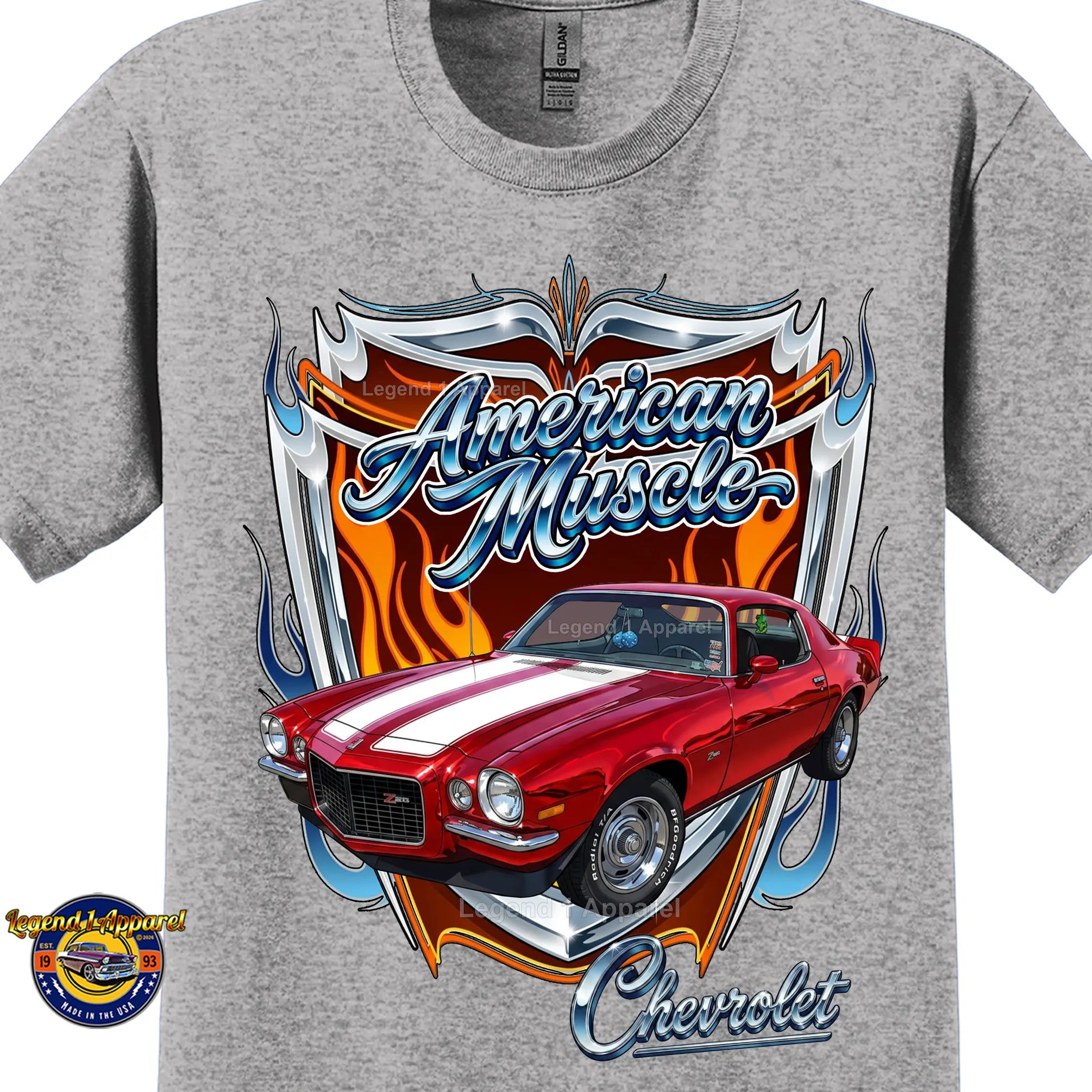1970 Chevrolet Camaro American Muscle T-Shirt – 70 Chevy Classic Car Graphic Tee