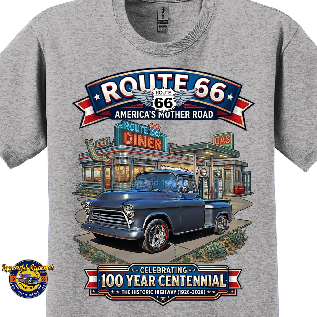 1955 Chevrolet Pick up Classic Truck Graphic Tee – Route 66 Centennial T-Shirt