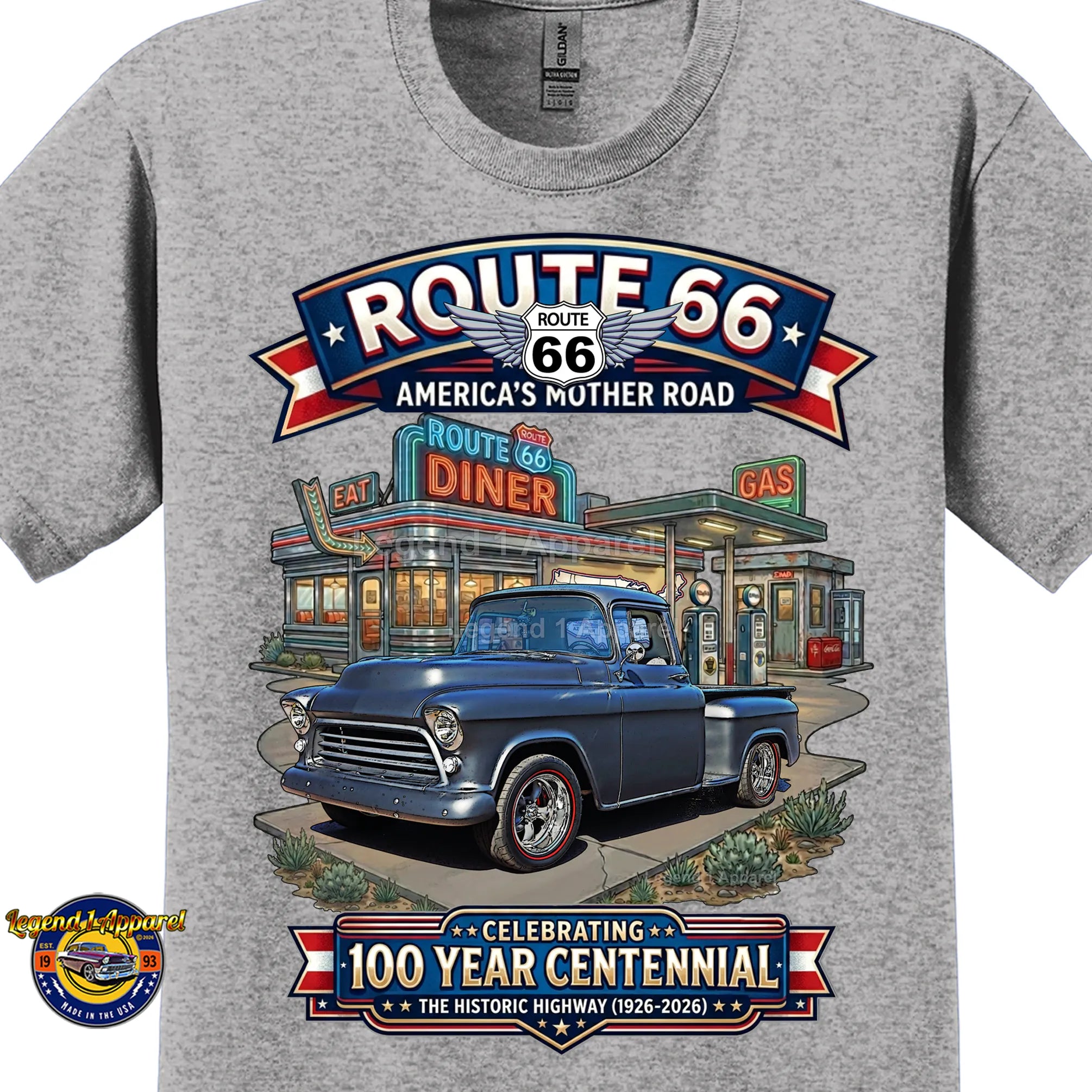 1955 Chevrolet Pick up Classic Truck Graphic Tee – Route 66 Centennial T-Shirt