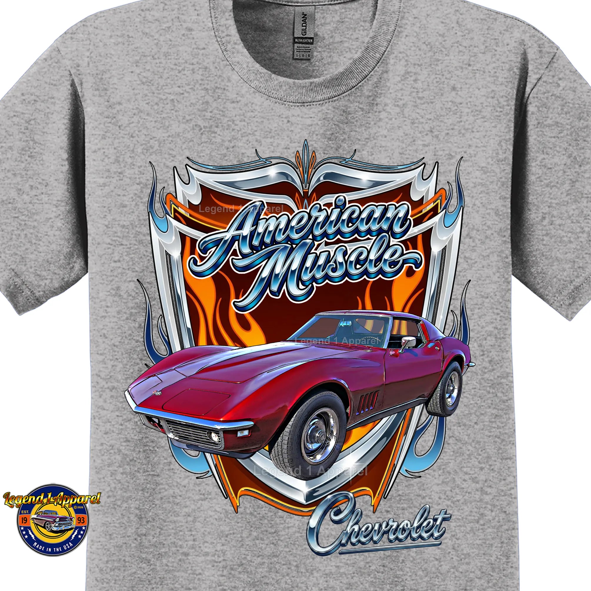 1969 Chevrolet Corvette C3 American Muscle T-Shirt – 69 Chevy Classic Car Graphic Tee