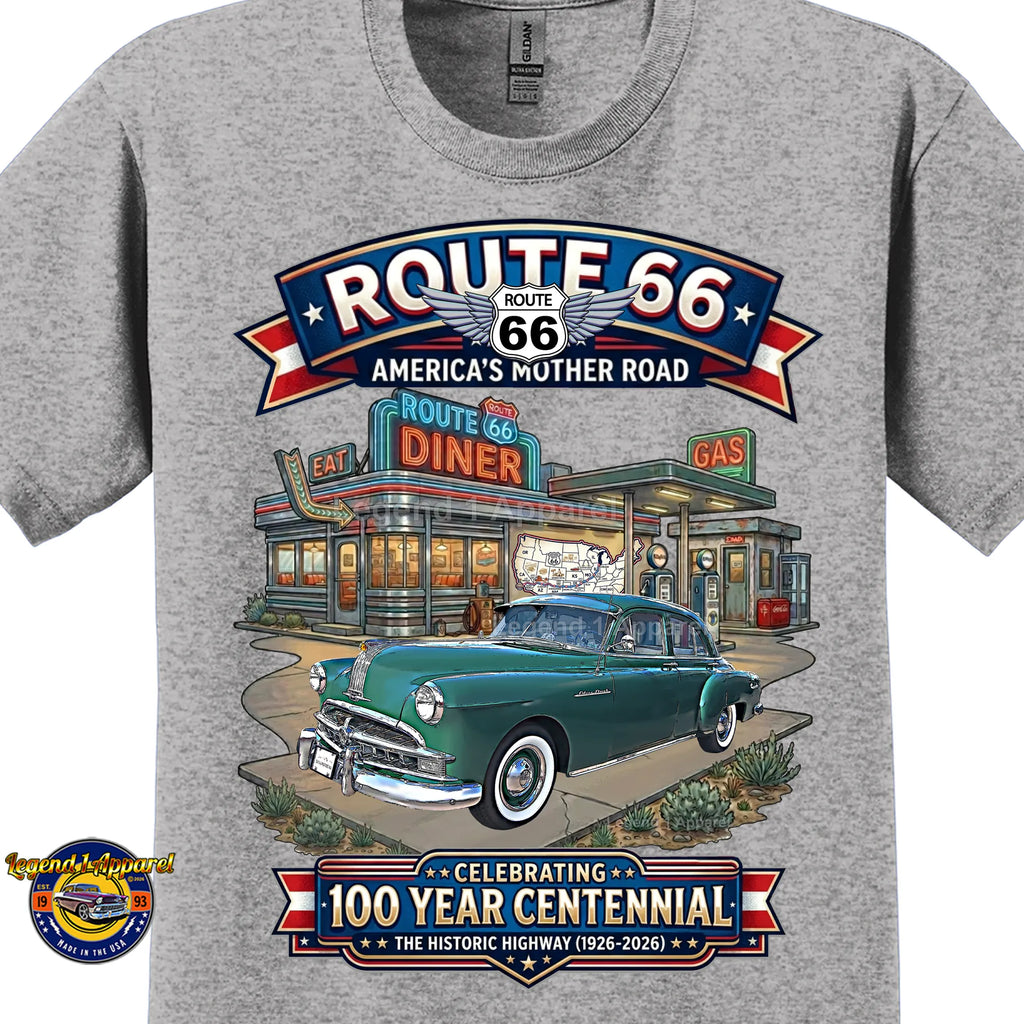 1949 Pontiac Coupe Silver Streak Classic Car Graphic Tee – Route 66 Centennial T-Shirt