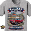 1966 Ford Mustang Hardtop Classic Car Graphic Tee – Route 66 Centennial T-Shirt