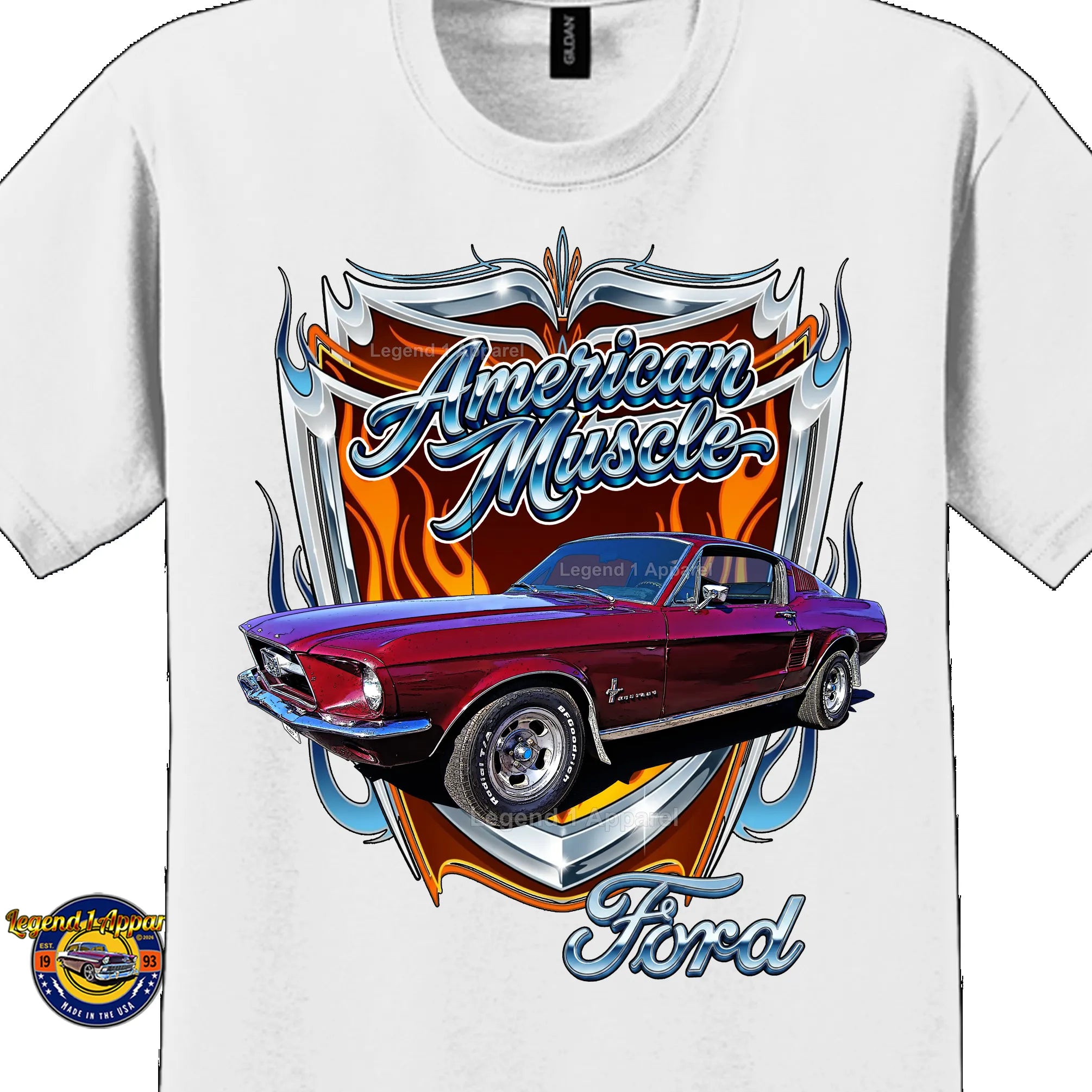 1967 Ford Mustang Fastback Classic Car Graphic Tee – American Muscle T-Shirt