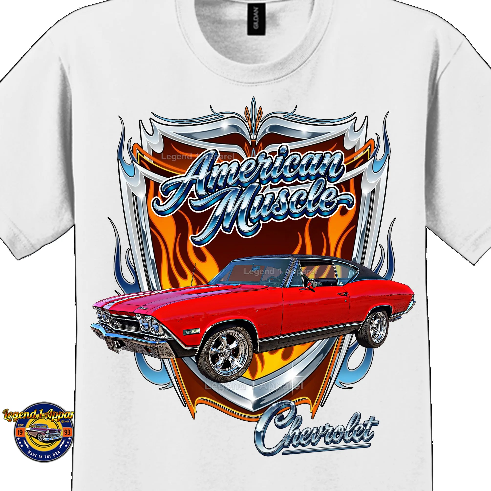 1968 Chevrolet Chevelle SS American Muscle T-Shirt – 68 Chevy Classic Car Graphic Tee