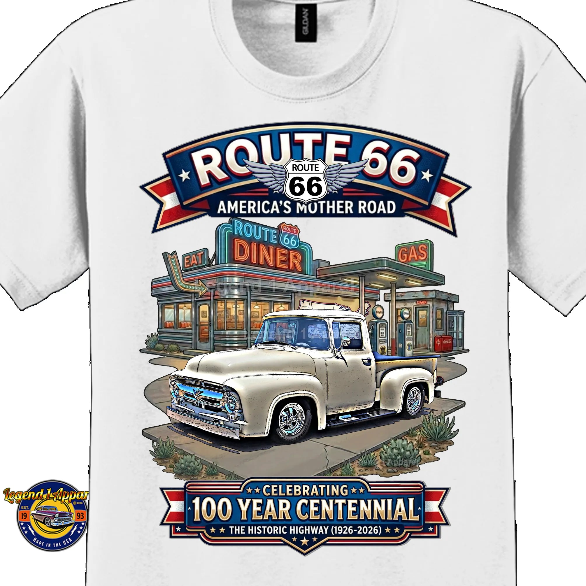 1956 Ford F100 Pick up Classic Truck Graphic Tee – Route 66 Centennial T-Shirt