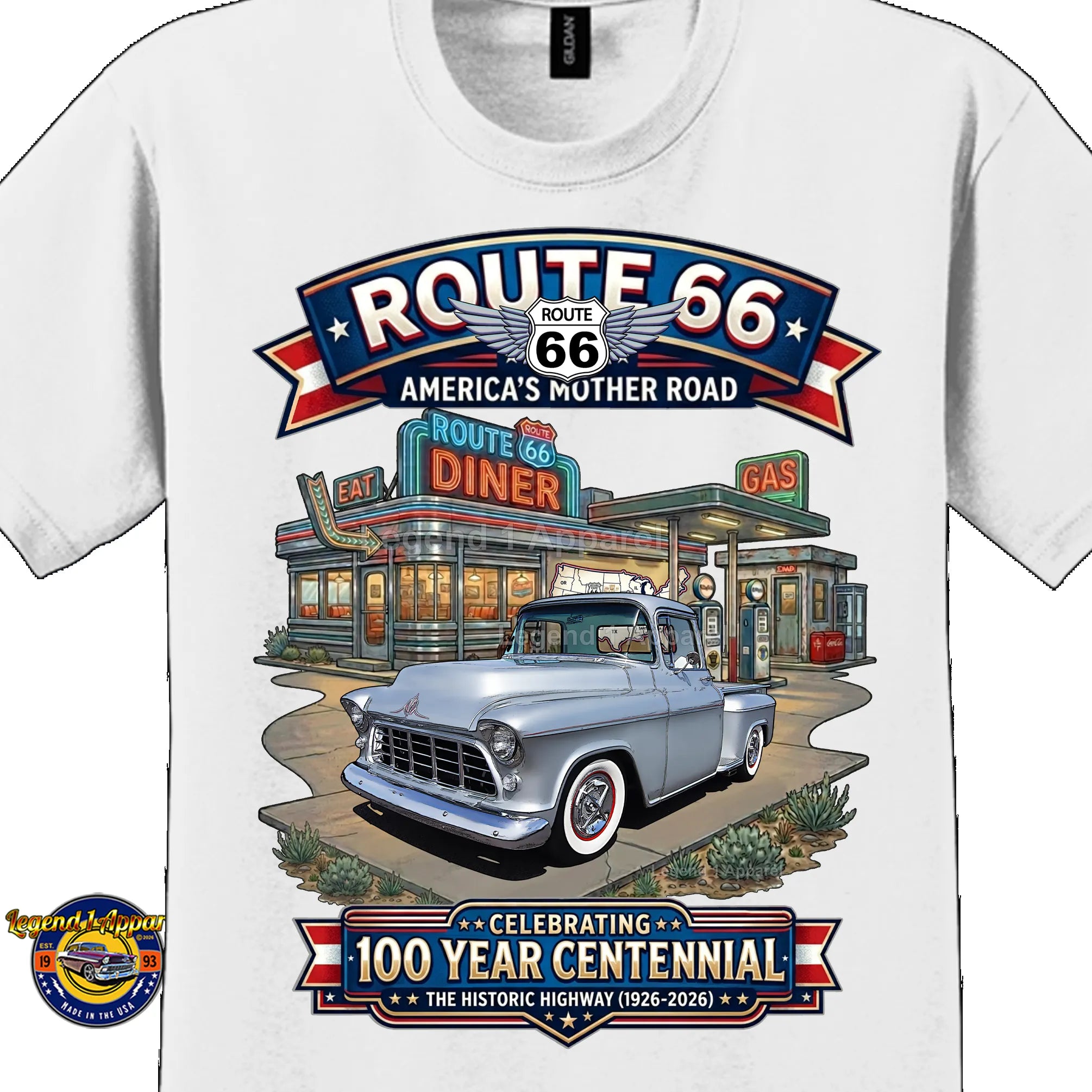 1955 Chevrolet Pick up Classic Truck Graphic Tee – Route 66 Centennial T-Shirt
