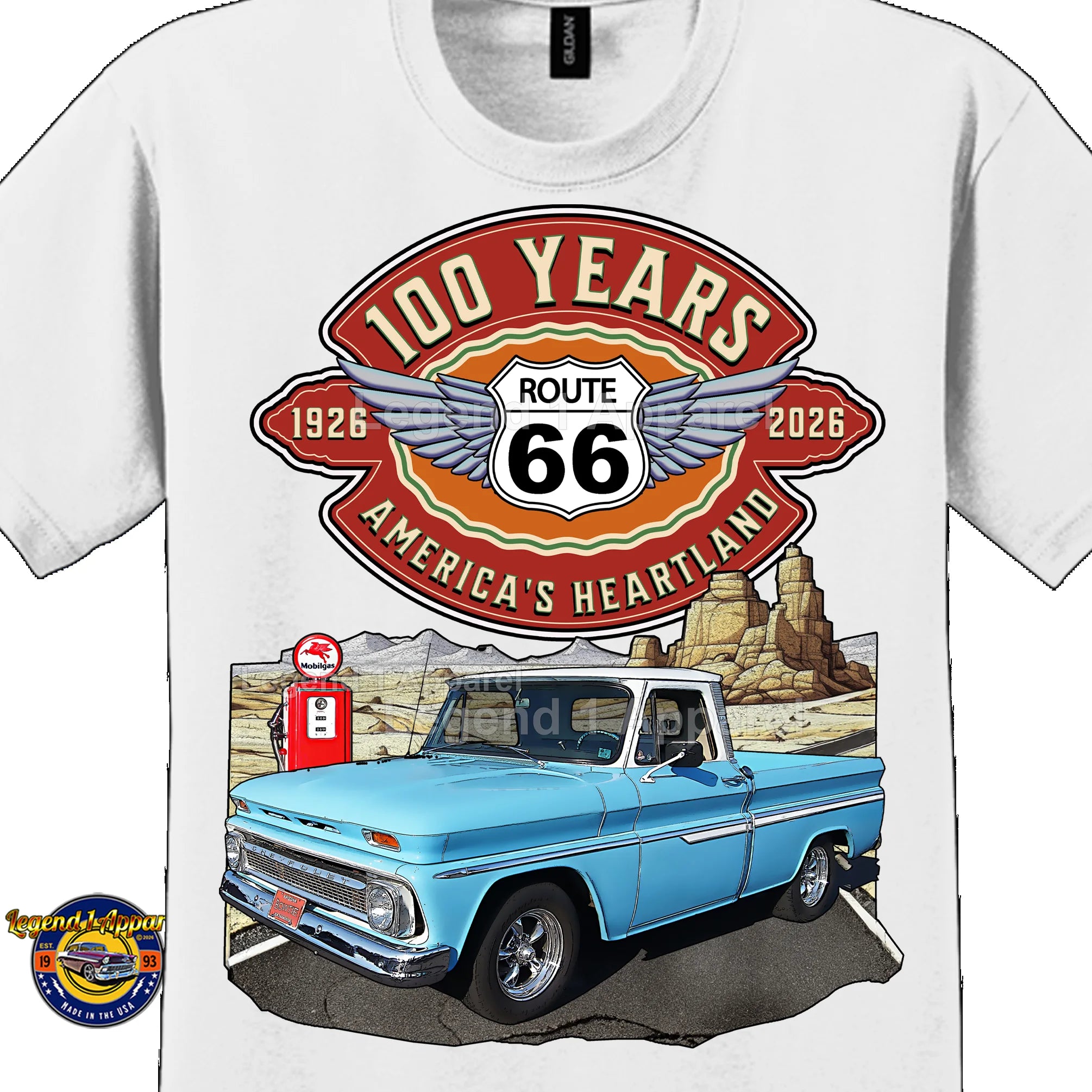 1964 Chevrolet Pick up Classic Truck Graphic Tee – Route 66 100 Years T-Shirt
