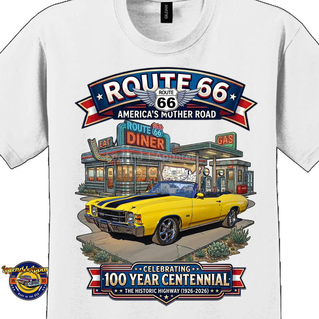 1971 Chevrolet Chevelle SS Classic Car Graphic Tee – Route 66 Centennial T-Shirt