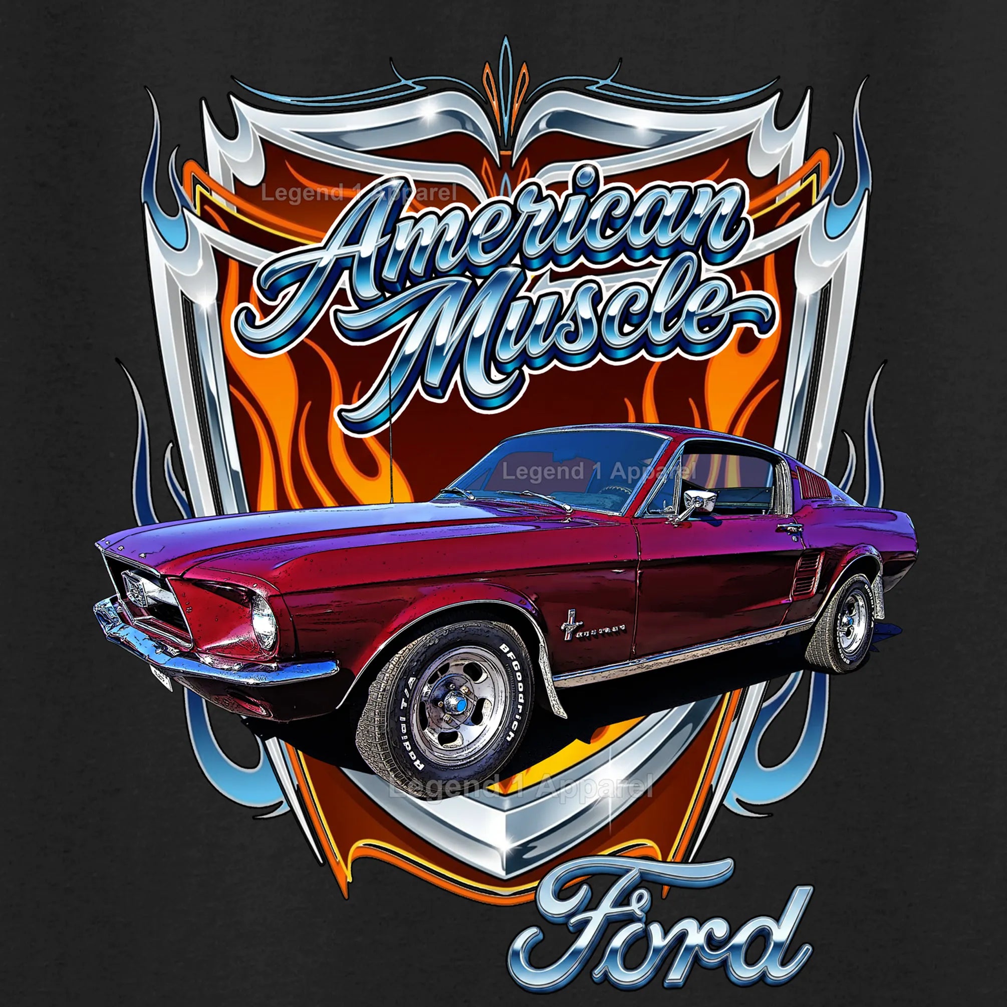 1967 Ford Mustang Fastback Classic Car Graphic Tee – American Muscle T-Shirt