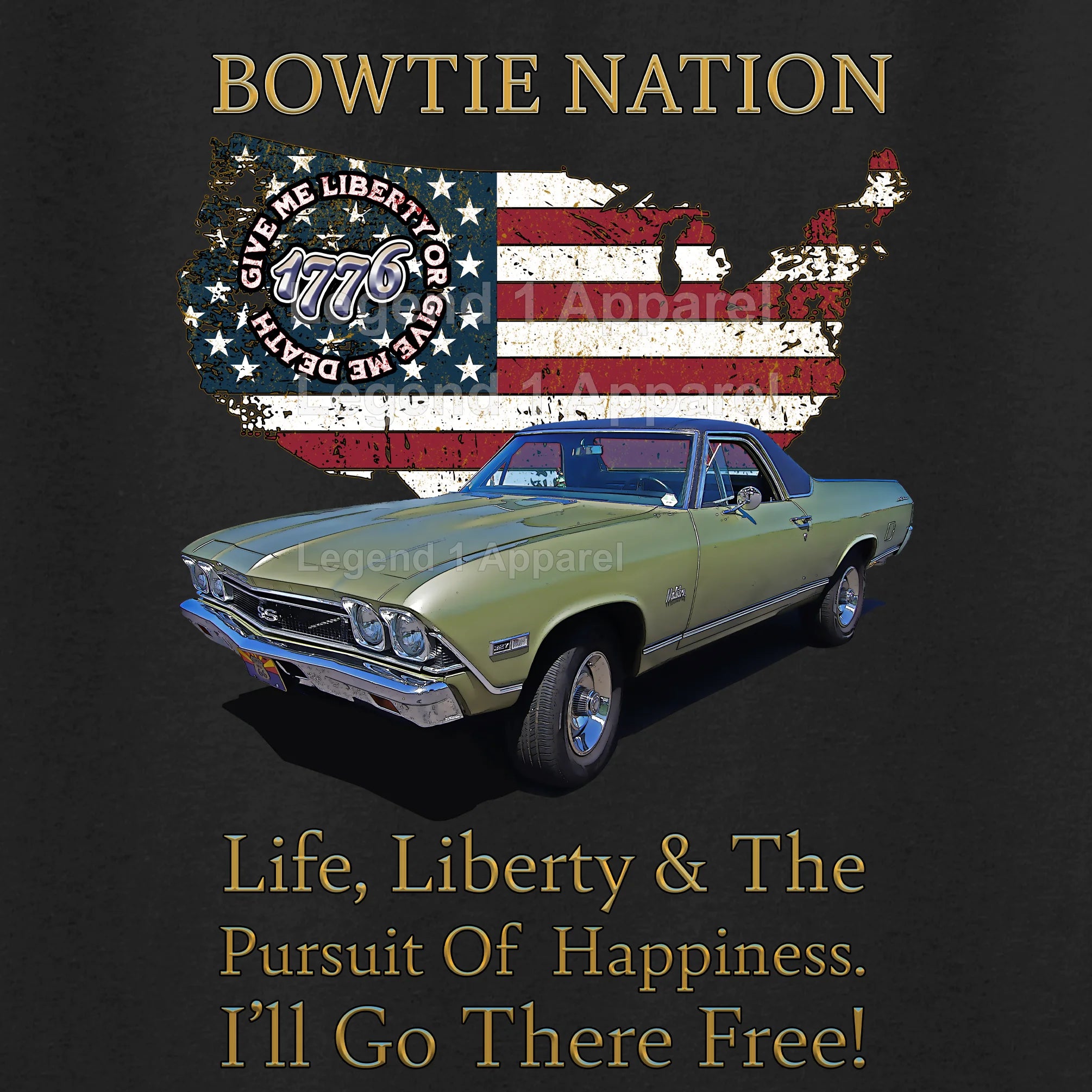 1969 Chevrolet El Camino Bowtie Nation T-Shirt – 69 Chevy Classic Truck Graphic Tee