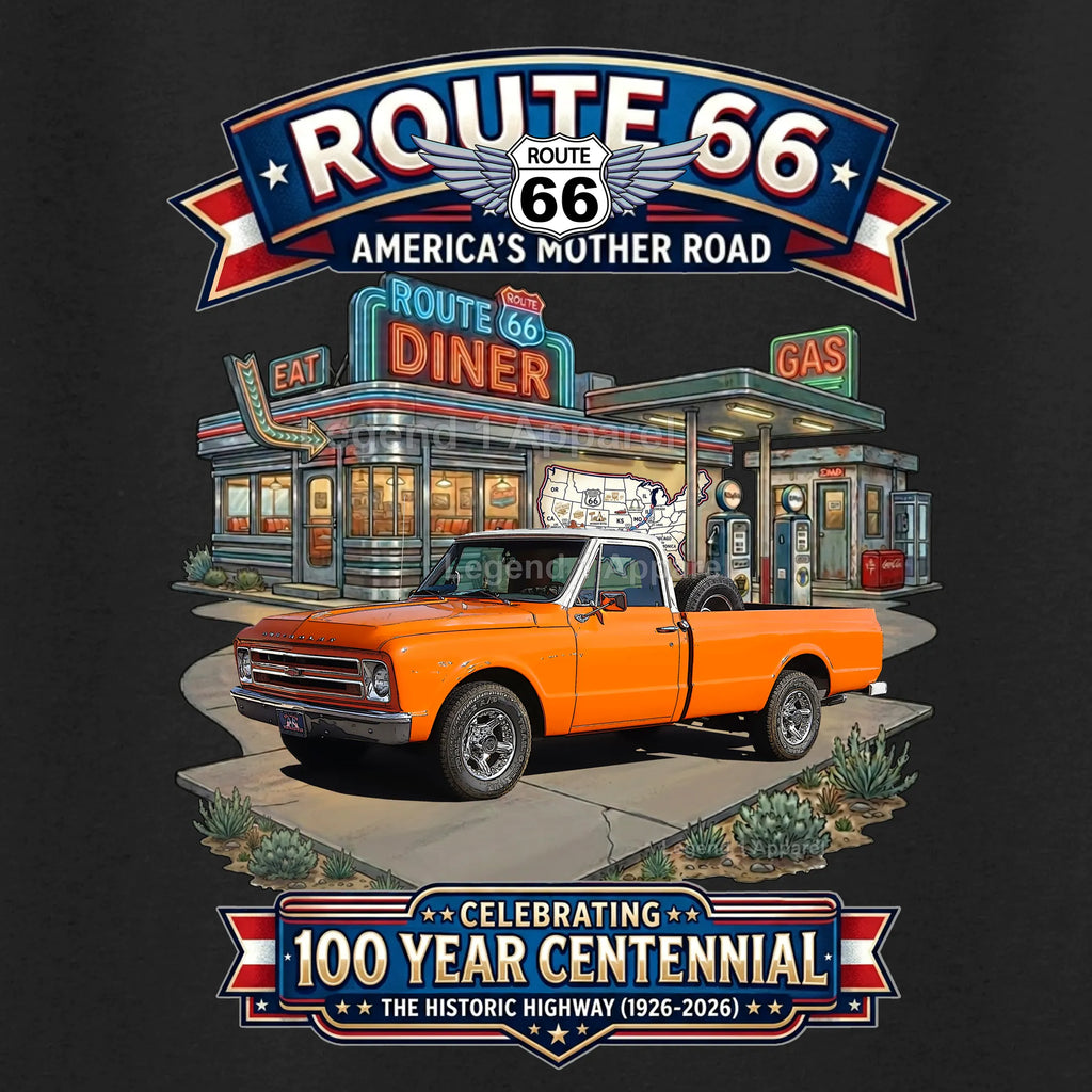 1967 Chevrolet Pick Up Classic Truck Graphic Tee – Route 66 Centennial T-Shirt