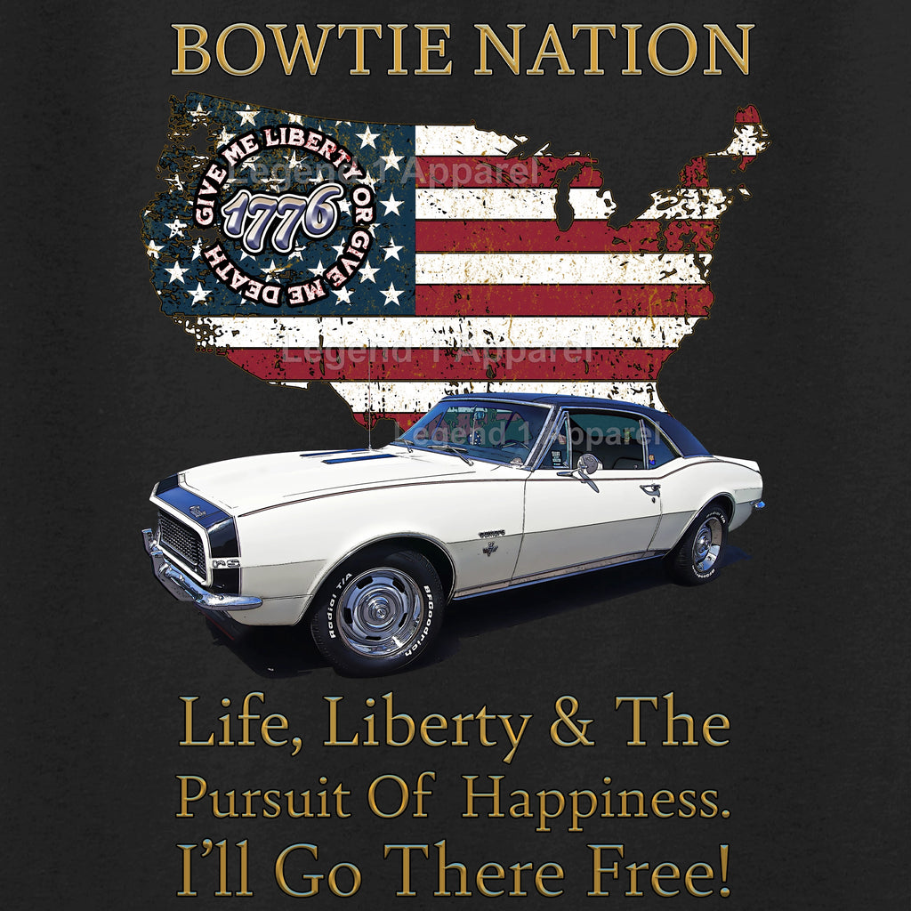 1967 Chevrolet Camaro Bowtie Nation T-Shirt – 67 Chevy Classic Car Graphic Tee