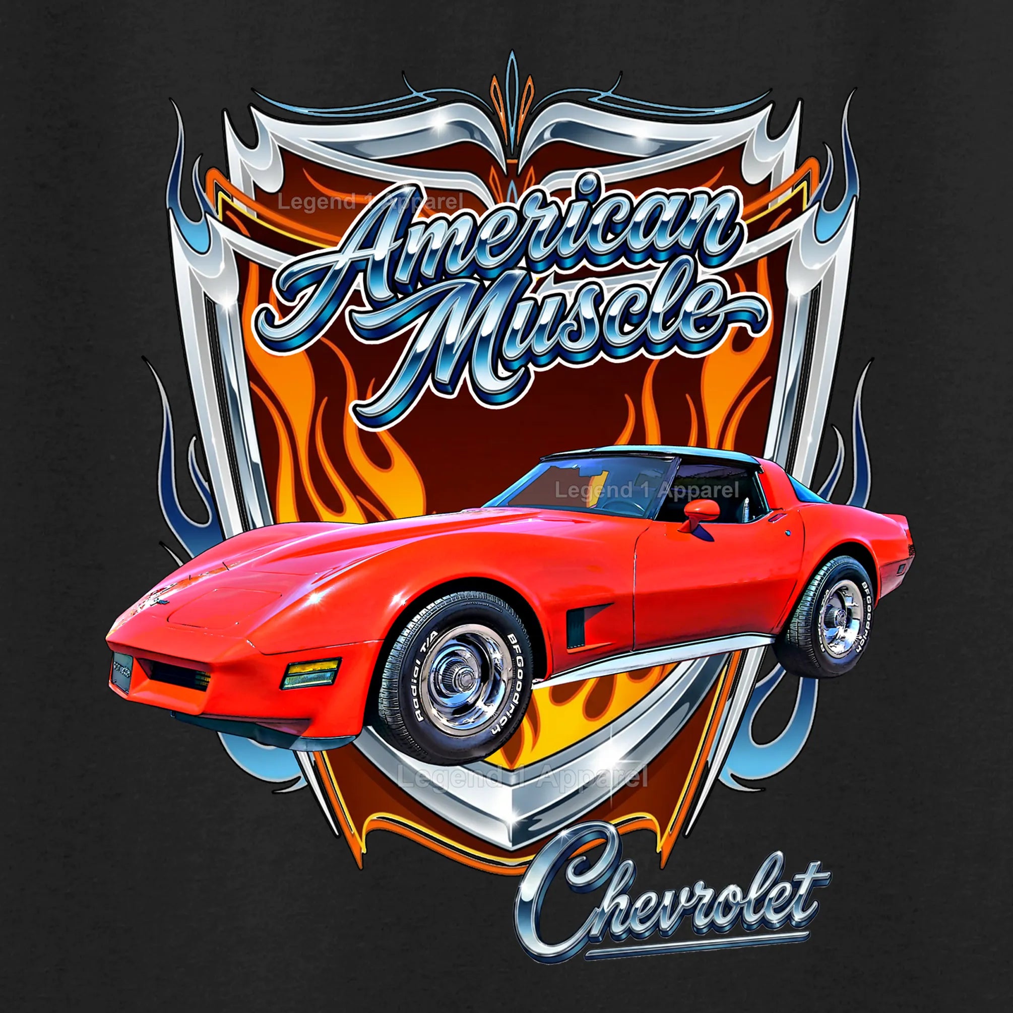 1980 Chevrolet Corvette C3 American Muscle T-Shirt – 80 Chevy Classic Car Graphic Tee