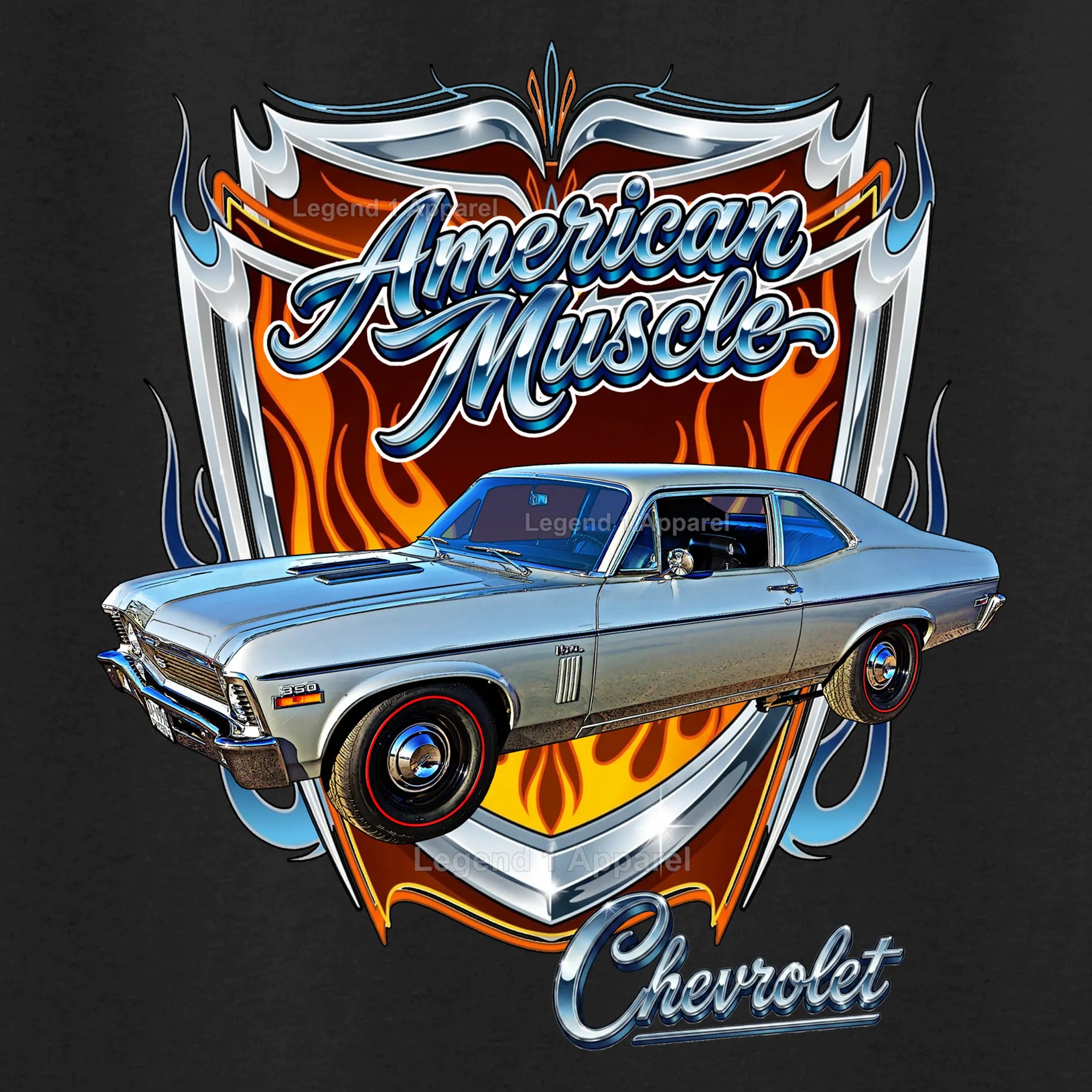 1970 Chevrolet Nova SS American Muscle T-Shirt – 70 Chevy Classic Car Graphic Tee