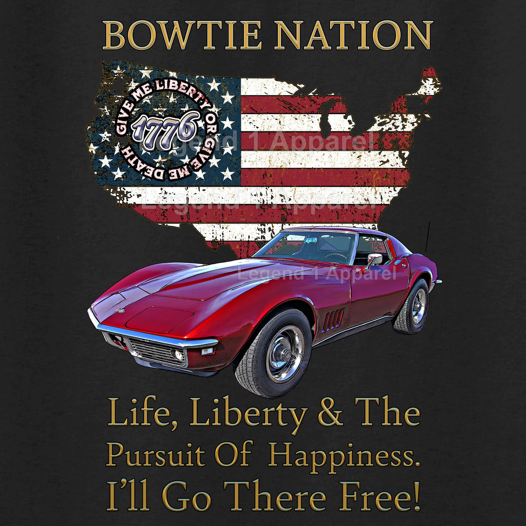 1969 Chevrolet C3 Corvette Bowtie Nation T-Shirt – 69 Chevy Classic Car Graphic Tee