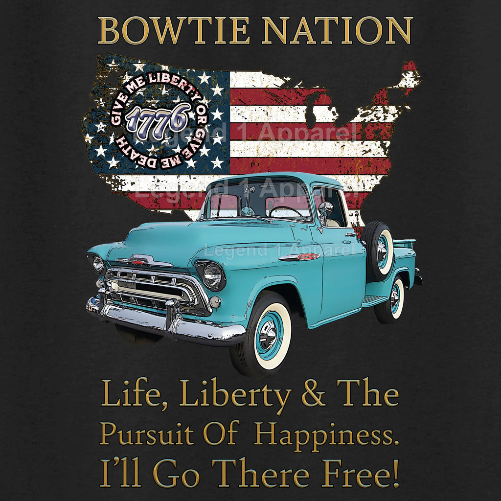 1957 Chevrolet Pick Up Truck Bowtie Nation T-Shirt – 57 Chevy Classic Truck Graphic Tee
