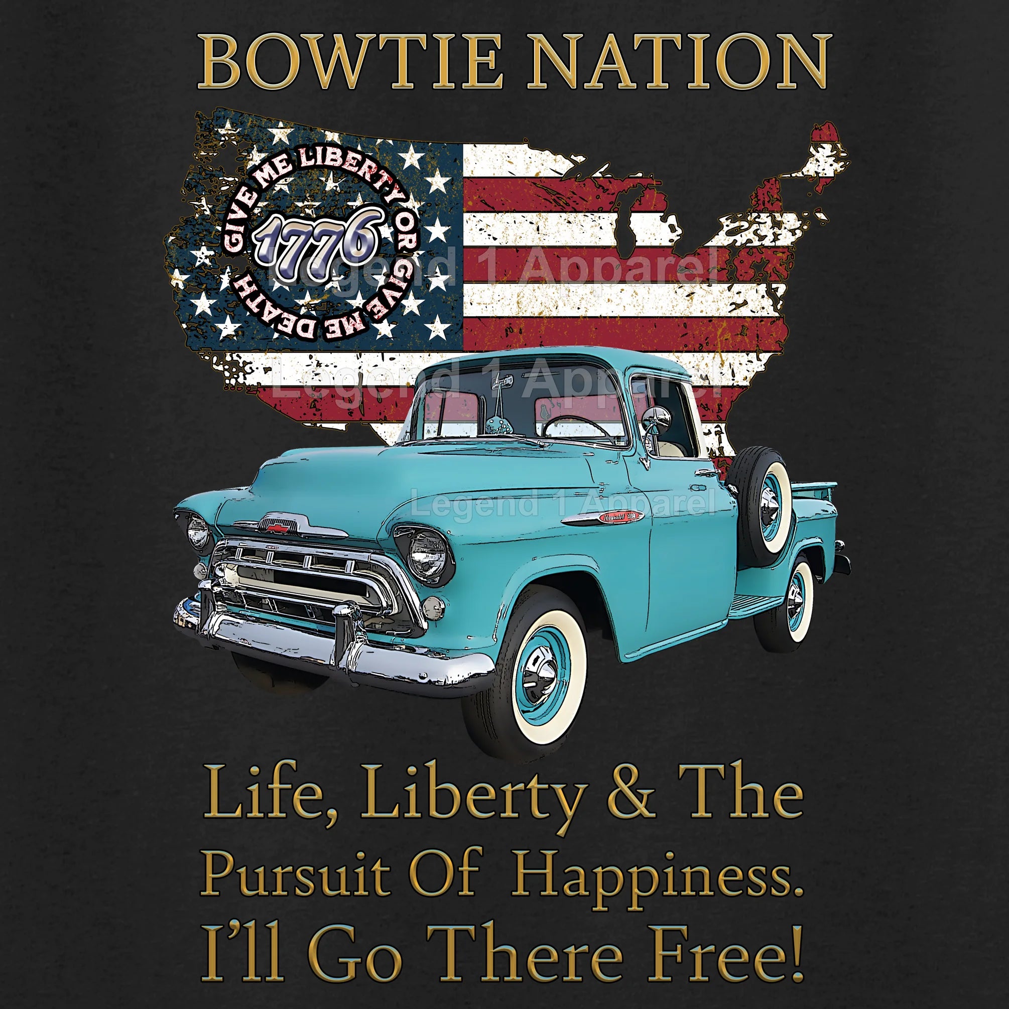 1957 Chevrolet Pick Up Truck Bowtie Nation T-Shirt – 57 Chevy Classic Truck Graphic Tee