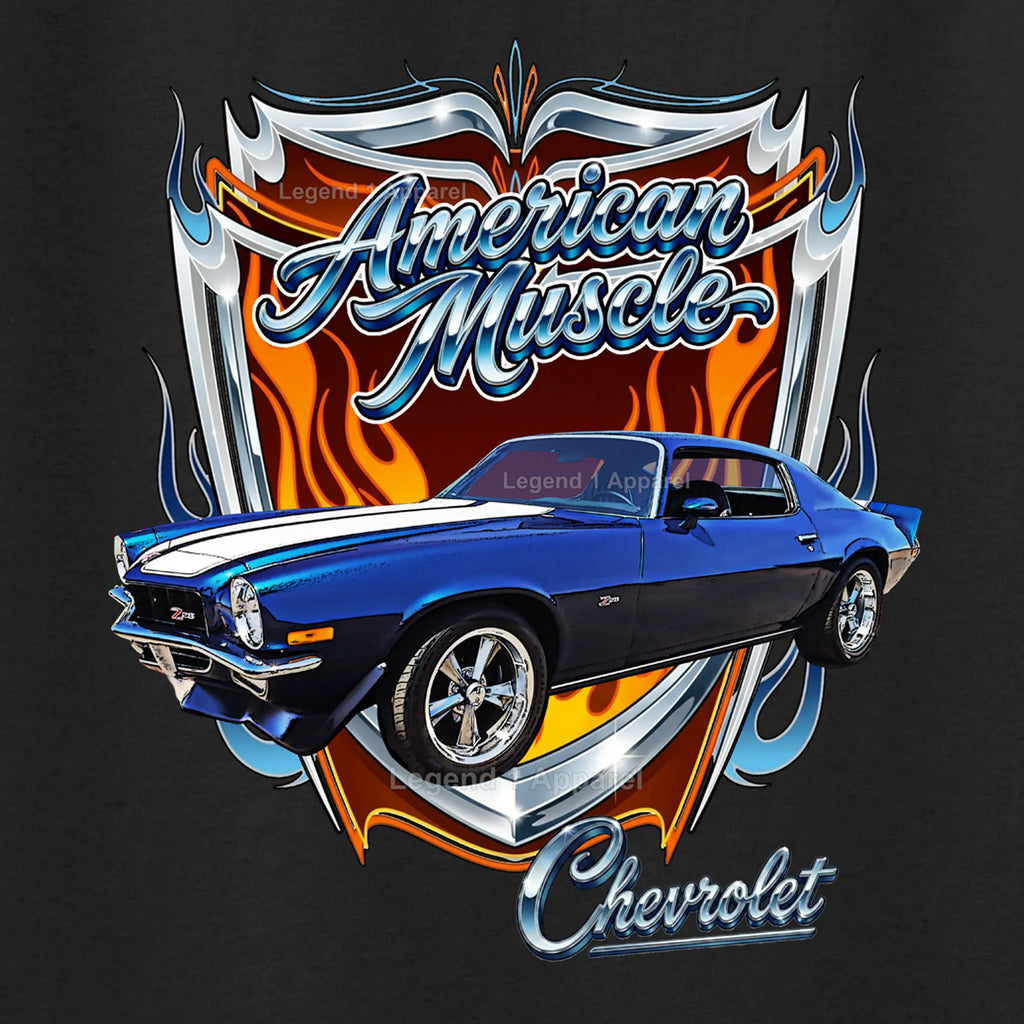 1973 Chevrolet Camaro American Muscle T-Shirt – 73 Chevy Classic Car Graphic Tee